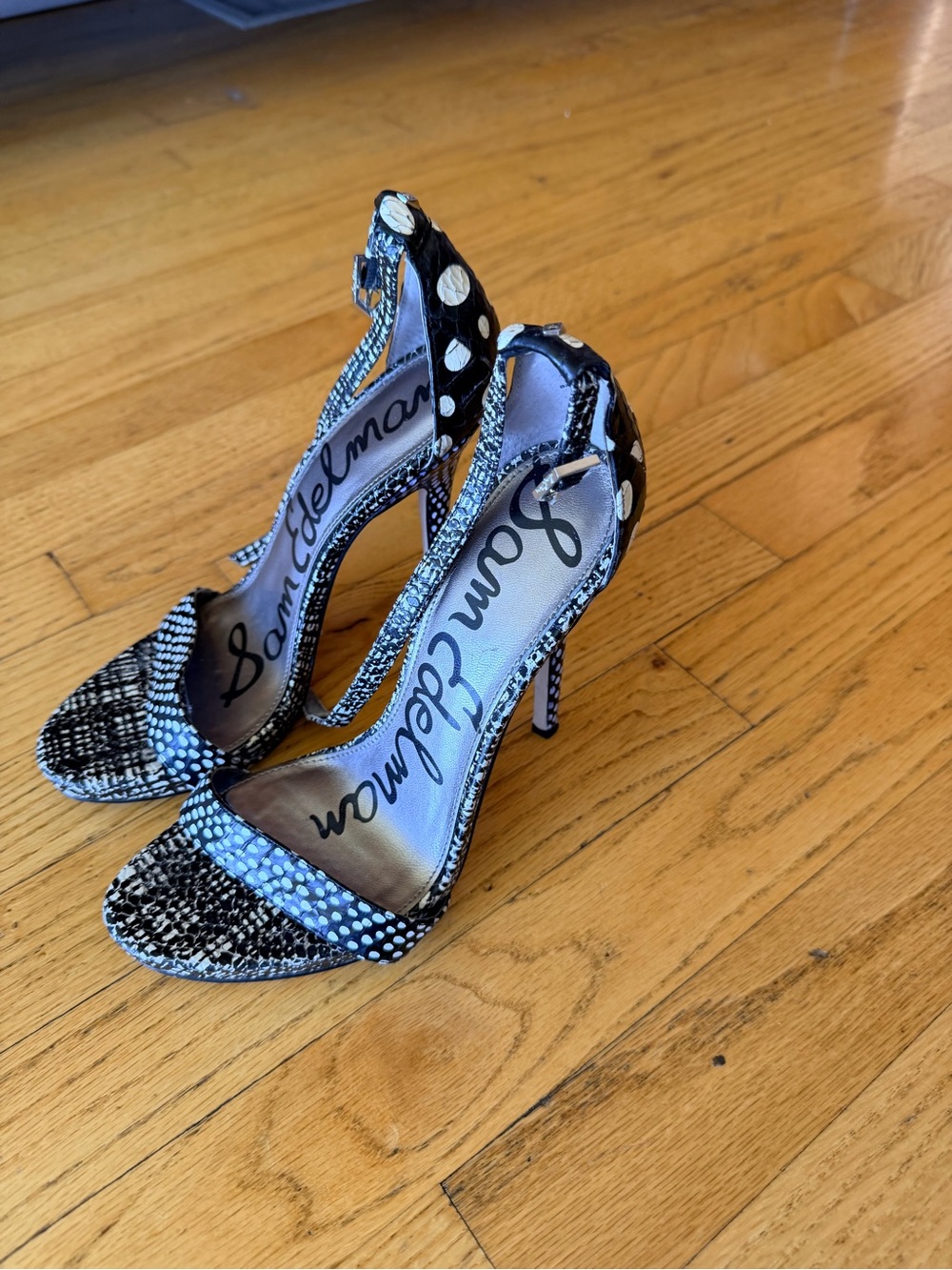 Sam Edelman Black and White Mixed-Pattern D'Orsay Heels